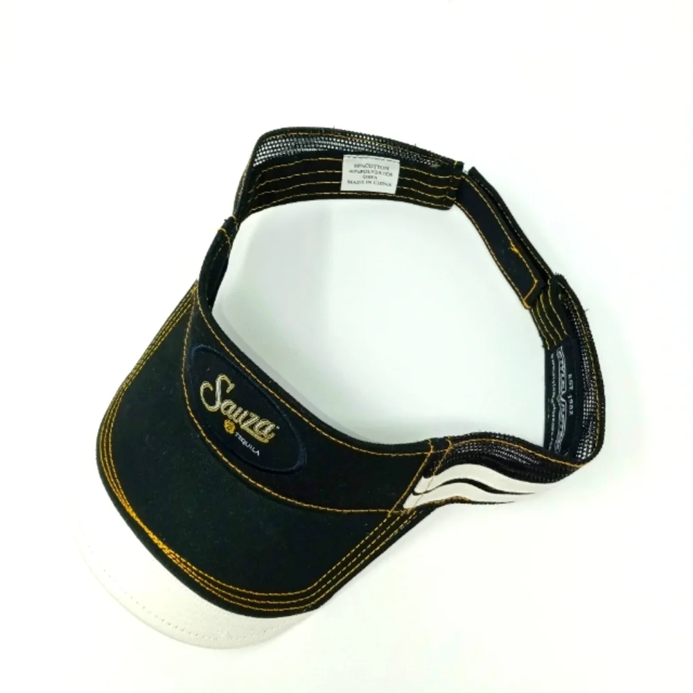 Sauza Tequila Adjustable Sun Visor Black White Embroidered Promo Hat